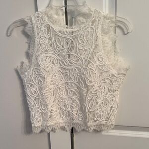 Elegant White Lace Sleeveless Top